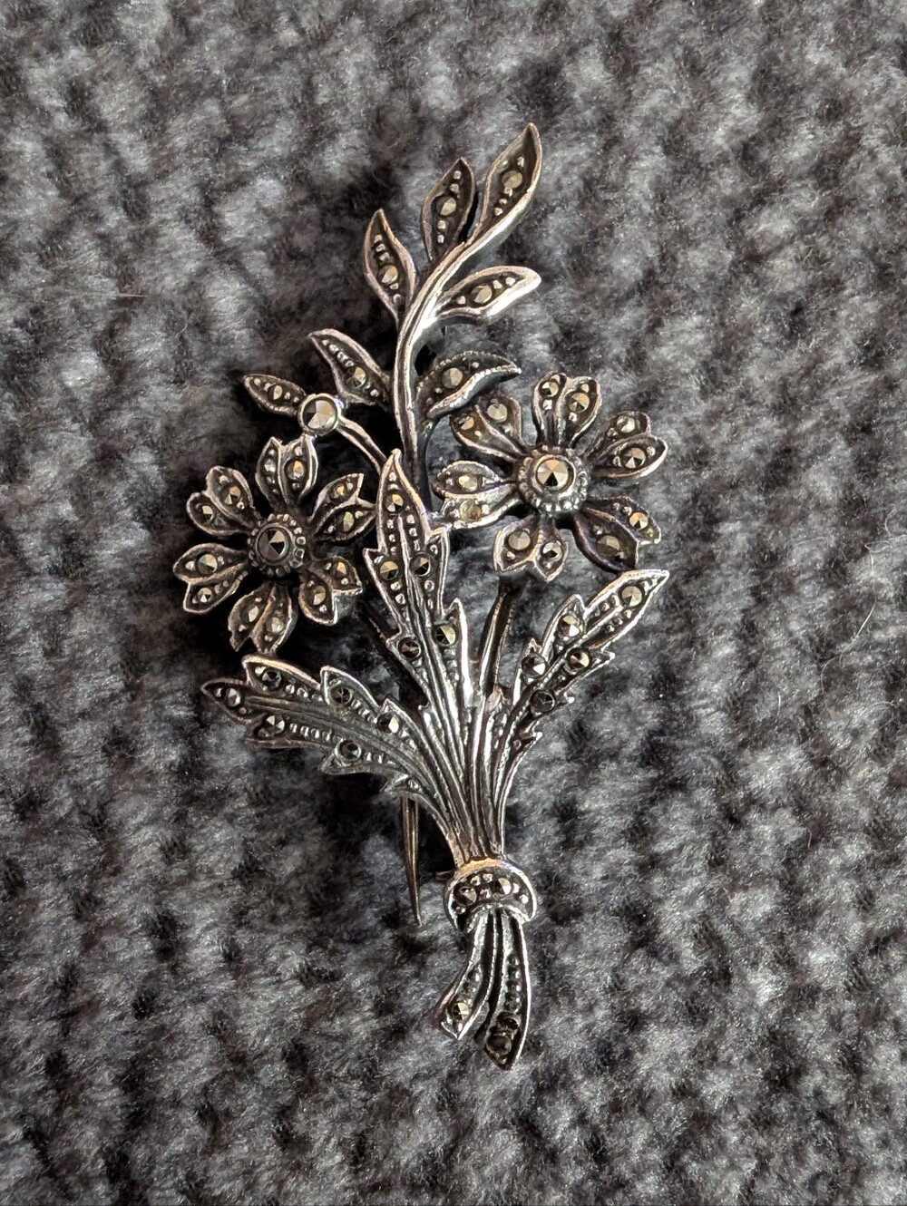 Vintage 925 Sterling Silver Floral Bouquet Brooch